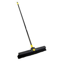 Quickie Bulldozer 24-Inch Soft Sweep Push Broom, 1-Pack, Black - with Scraper