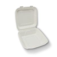 Stalkmarket 100% Compostable Sugar Cane Fiber Hinged Container, Large 1-Compartment, 200-Count Case