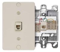 Leviton 40253-I Telephone Wall Phone Jack, 6P4C, Ivory