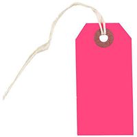 JAM PAPER Gift Tags with String - Small - 3 1/4 x 1 5/8- Neon Pink - Bulk 100/Pack