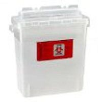 Multi-purpose Sharps Container Wall Safe 1-piece 5 Quart Translucent White Base Horizontal Entry Lid