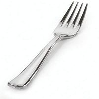 Kaya 24 Piece Disposable Elegant Plastic Forks, Silver