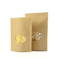 High Barrier Natural Kraft Paper Stand Up Zipper Coffee Pouch Bag with Clear Window Tear Notch Heat Seal Brown Paper Ziplock Zip Lock Food Packaging Bag Doypack Resealable (500, 11x16cm (4.3x6.3in))