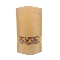 Sealable Bags, Brown Kraft Paper Bag Stand up Zipper Resealable Stand Up Food Grade Coffee Valve Bags Pouches with Window (Pack of 50) (6.3"10.2", Brown)