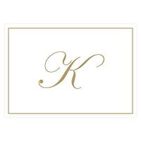 Caspari Gold Embossed Initials Boxed Note Cards in Letter K, 32 Cards & Envelopes