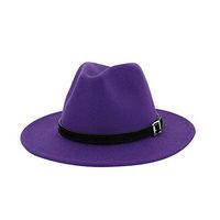 Aniywn Men & Women Vintage Top Hat Wide Brim Floppy Hat Fedora Hat with Belt Buckle (Purple)
