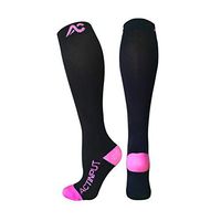 ACTINPUT Compression Socks (20-30mmHg) for Men & Women - Best Stockings for Running, Medical, Athletic, Edema, Diabetic, Travel, Pregnancy (Medium, Black/Pink)
