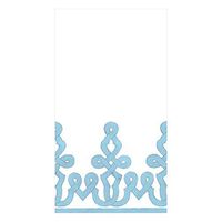 Caspari Dessin Passementerie Paper Linen Guest Towel Napkins in Stone Blue - Two Packs of 12