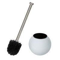 Bath Bliss Globe Shape Weighted Bottom Toilet Brush & Holder Set, Hygienic Rust Resistant, Heavy Duty Brush, White
