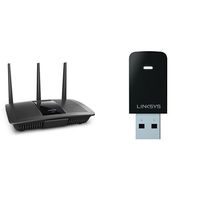 Linksys AC1750 Dual-Band Smart Wireless Router with MU-MIMO (Max Stream EA7300) with Linksys Max-Stream AC600 Dual-Band MU-MIMO USB Adapter (WUSB6100M) Bundle