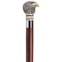 Harvy Canes - Antique Scrimshaw Bald Eagle Head - Walking Cane - 36" - Antique/Walnut