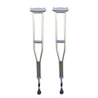 Sisyria Pair of Lightweight Aluminium Underarm Crutches with Damping Spring,Push Button Adjustable Height Crutches Comfort Soft Handgrip,S