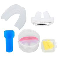 Air Purifier,Anti-Snoring Nose Clip Earplug Mouth Teeth Tray Health Care Night Sleep Aid Stop Snoring Device Set(stopper + earplugs + braces + stopper strap-Red)