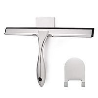 Alotpower Shower Squeegee, Stainless Steel Shower Squeegee Cleaner Glass Wiper for Shower Doors, Bathroom, Window and Car Glass, 10 Inches (2 Adhesive Hooks)