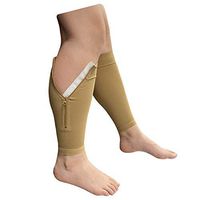 Presadee NEW BIG TALL Calf Sleeve With Zipper 20-30 mmHg Compression Extra Wide Shin Energize Leg Swelling Circulation (Beige, 3XL)