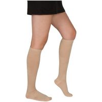 EvoNation Women's USA Made Graduated Compression Socks 20-30 mmHg Firm Pressure Medical Quality Ladies Knee High Support Stockings Hose - Best Comfort Fit, Circulation, Travel (Small, Tan Beige Nude)