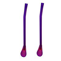 Hot Sale! Hongxin Eco-Friendly Stainless Steel Drinking Straw Spoon Yerba Mate Straw Colorful Filter Straw Multi-Purpose Pipette Spoon Creative Gift (Purple)