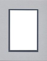 Pack of (5) 11x14 Double Acid Free White Core Picture Mats Cut for 8x10 Pictures in Nantucket Grey and Baltic Blue