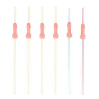 Amosfun 6PCS Bachelorette Party Penis Drinking Straws Disposable Little Bird Cocktail Pipette Set Hen Party Table Decorations