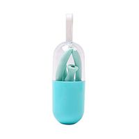 Aland Reusable Folding Silicone Drinking Straw with Cleaner Brush Can Kit Party Tool Green