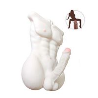 Men's 3D Torso Penis Dolls - Safe Silicone Solidity Dolls - Female Masturbation Toys Lifelike Men's Torso 7.1 Inch/18cm Penis Sex Toys - Sex Doll for Women-Gay,White