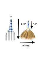 SKENNOVA - 17 inch Tall of Thai Vintage Dusting Brush Grass Broom Wooden Embroidered Woven Threads Hand Grip Reed Tree Sweeping Dirt Dust Hair and Ceiling Wall Housewarming Gifts