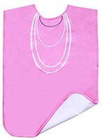 Ladies Adult Bib, Pink with White Pearl Embroidery, Frenchie Mini Couture