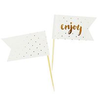 Illume Partyware Celebrate Happiness Enjoy Gold Cupcake Topper - 12 PCE