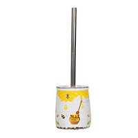 YSHYT 12 Series Stainless Steel Toilet Brush | European Ceramic Base | Long Handle | Nylon Brush Head | 15 Inches,bee