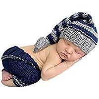 Infant Newborn Baby Photo Props Girl Boy Clothes Crochet Knit Stripe Hat Shorts Photography Props Outfits Costume