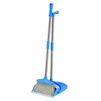Hankyky Broom and Dustpan Set, Broom with Dust Pan with Long Handle Combo Set for Office and Home Standing Upright Sweep Use with Lobby Broom Household Clean Tool
