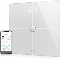 Rolli-fit Smart Body Fat Scale, Digital Bathroom Weight Scale Sync with Fitbit, Apple Health and Google Fit, Tracks 8 Key Compositions Analyzer, 6mm Tempered Glass, 400 lbs, FDA Approved, White