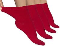 Hugh Ugoli Lightweight Women's Diabetic Ankle Socks Bamboo Thin Socks Seamless Toe and Non-Binding Top, 4 Pairs, Red, Shoe size: 10-12