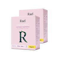 Rael Organic Cardboard Applicator Tampons - Regular Absorbency with New Easy Grip Applicator, Unscented, Biodegradable, Chlorine Free, for Sensitive Skin (36ct Total), Pack of 2 (Regular)