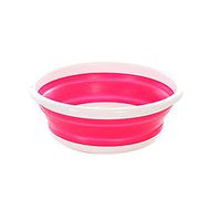 BeesClover Portable Lightweight Multi-Purpose Round Collapsible Wash Basin Fruit Bowl Small Rose red
