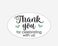 Oval Thanks for Celebrating with Us Stickers, Wedding and Event Favor Labels (#265-MT-OV)