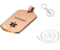 LiFashion LF 316L Stainless Steel Sos Emergency ICE Customized Personalized Medical Alert Pendant Necklace Medical ID Dog Tag Caduceus Keychain for Men Women Rose Gold,Free Engraving Custom