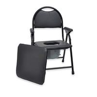 Toilet Chair Foldable Toilet Mobile Toilet Elderly Pregnant Woman Chair (Black)