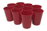 CSBD Stadium 12 oz. Plastic Cups, 10 Pack, Blank Reusable Drink Tumblers for Parties, Events, Marketing, Weddings, DIY Projects or BBQ Picnics, No BPA (Red)