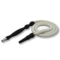 Rubber Handle Hookah Hose with Metal Tip Leather Wrapped Hookah Hose Washable Durable 65" Long Shisha Hose (White)