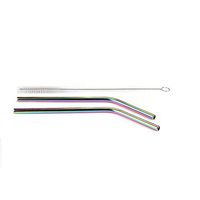 Stainless Steel Straws,2pc Straws and 1pc Straw Cleaning Brush,7 inch Reusable Rainbow Colored Drinking Straws for Yeti Tumbler, RTIC, Tervis, Ozark Trail, Starbucks, Mason Jar