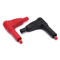 High Five Store New 2Pcs High Pressure 4mm Banana Right Angle Plug Cable Solder Connector Black and Red