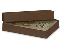 CHOCOLATE EMBOSSED KRAFT Rigid GiftCard Holder 3-7/16 x 2-3/16 x 9/16" (1 unit, 100 pack per unit.)