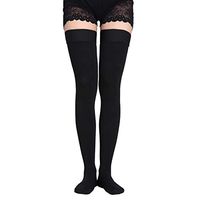 Thigh High Compression Socks Men & Women, Firm Support 20-30 mmHg Gradient Compression with Silicone Band, Closed Toe Compression Stockings for Medical, Edema, Varicose Veins.(close black M)