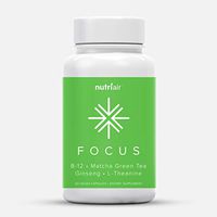 Nutriair Focus Brain Health Supplement - Neuro Support Vitamins for Memory, Concentration & Clarity - Helps Relax The Mind & Boosts Mood w/Matcha Green Tea, L-Theanine, Ginseng (60 Capsules)