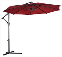 Outdoor Umbrella & Sunshade, 10' Patio Outdoor Sunshade Hanging Umbrella, Burgundy