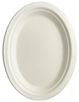 Brheez Oval Plates 100% Natural Sugarcane Biodegradable Compostable Bagasse, Eco-friendly paper alternative - Oval Serving Platters 7.5" x 10" - Pack of 25