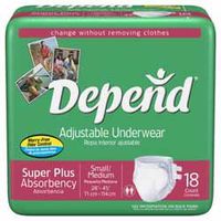Depend Adjustable Underwear Small/Medium 34 in.-46 in. (Bag of 18)