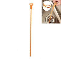 Hair Drain Clog Remover Tool, Drain Snake Cleaning 22.5 Inch, Orange, 3 Pack, Reusable and easy to clean