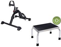 Vaunn Medical Mobility Assistance Bundle - Electronic Pedal Exerciser and Foot Step Stool